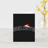 Believe Christmas Varsity Minimal Text Santa Hat F Karte (Gelbe Blume)