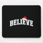 Believe Christmas Varsity Text With Santa Hat Fami Mousepad (Vorne)