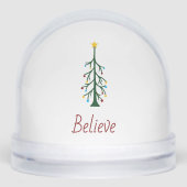 Believe Evergreen Tree Modern Christmas Schneekugeln (Vorderseite)
