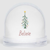 Believe Evergreen Tree Modern Christmas Schneekugeln (Rückseite)