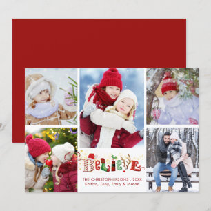 BELIEVE Festive Weihnachts-Typografie 5 Foto Feiertagskarte