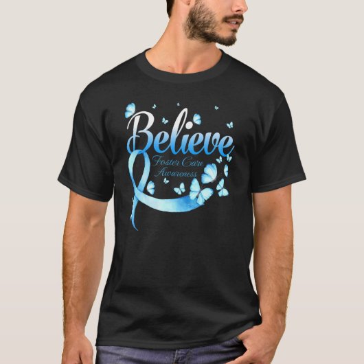Believe Foster Care Awareness Butterfly T-Shirt (Vorderseite)