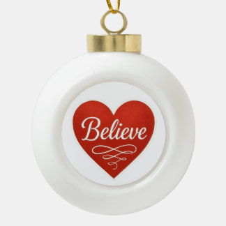 Believe Heart Keramik Kugel-Ornament