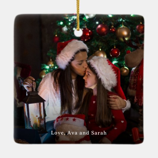 Believe in Christmas Magic Photo Holiday Keramikornament (Rückseite)