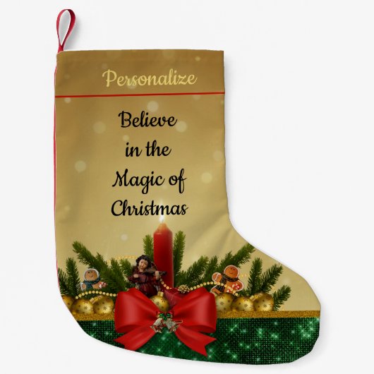Believe in Magic of Christmas Quote Personalized Kleiner Weihnachtsstrumpf (Vorderseite)