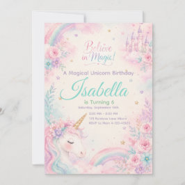 Believe In Magic Unicorn Invitation Editable Einladung