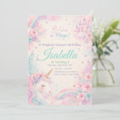 Believe In Magic Unicorn Invitation Editable Einladung (Stehend Vorderseite)