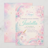 Believe In Magic Unicorn Invitation Editable Einladung (Vorne/Hinten)