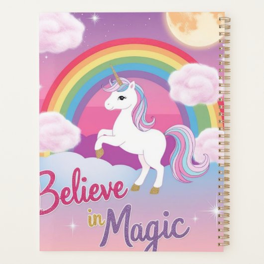 Believe in Magic with Unicorn and Rainbow Planer (Rückseite)