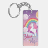 Believe in Magic with Unicorn and Rainbow Schlüsselanhänger (Vorderseite links)