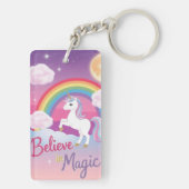 Believe in Magic with Unicorn and Rainbow Schlüsselanhänger (Rückseite)