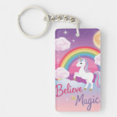 Believe in Magic with Unicorn and Rainbow Schlüsselanhänger (Vorderseite)