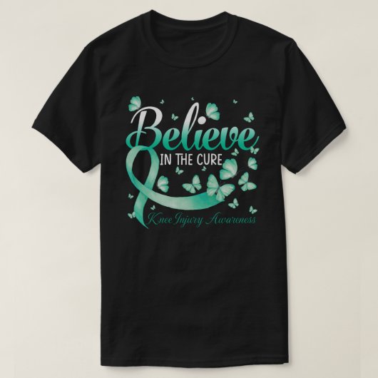 Believe In The Cure Knee Injury Awareness Butterfl T-Shirt (Design vorne)