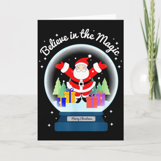 Believe In The Magic Merry Christmas Santa Snow Gl Karte (Vorderseite)