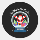 Believe In The Magic Merry Christmas Santa Snow Gl Runder Aufkleber (Vorderseite)