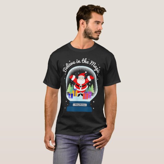 Believe In The Magic Merry Christmas Santa Snow Gl T-Shirt (Vorne ganz)