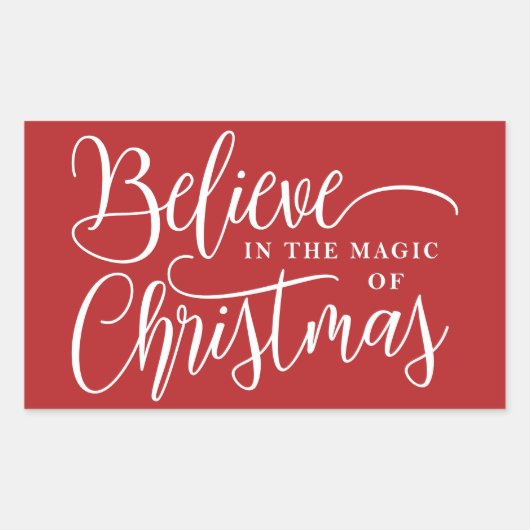 Believe in the magic of Christmas red Rechteckiger Aufkleber (Vorderseite)