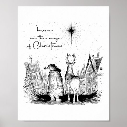 Believe In The Magic Of Christmas Santa Reindeer X Poster (Vorne)