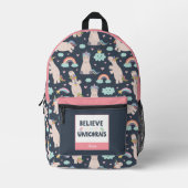 Believe in Unicorns Blue and Pink Girl Pattern Kid Bedruckter Rucksack (Vorderseite)