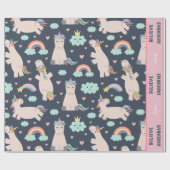Believe in Unicorns Blue and Pink Girl Pattern Kid Geschenkpapier (Flach)