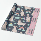Believe in Unicorns Blue and Pink Girl Pattern Kid Geschenkpapier (Ungerollt)