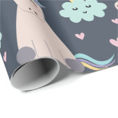 Believe in Unicorns Blue and Pink Girl Pattern Kid Geschenkpapier (Rolleneckpunkt)