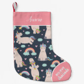 Believe in Unicorns Blue and Pink Girl Pattern Kid Kleiner Weihnachtsstrumpf (Vorderseite)