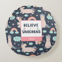 Believe in Unicorns Blue and Pink Girl Pattern Kid