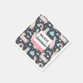 Believe in Unicorns Blue and Pink Girl Pattern Kid Serviette (Ecke)