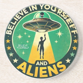 Believe in Yourself with Aliens Round Sign Getränkeuntersetzer