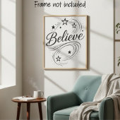 Believe Magical Stars - Boho Celestial Poster