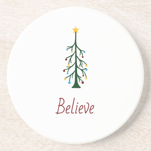 Believe Modern Christmas Evergreen Tree Getränkeuntersetzer (Vorne)