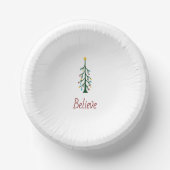 Believe Modern Evergreen Tree Christmas Party Pappteller (Vorderseite)