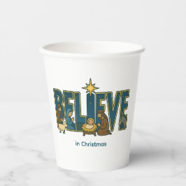 Believe nativity  pappbecher