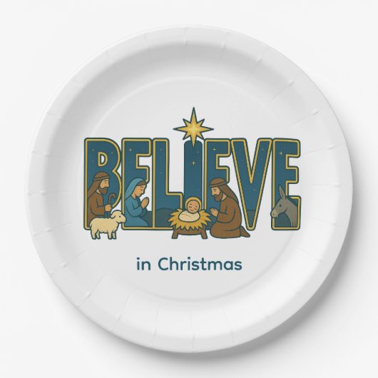 Believe nativity pappteller (Vorderseite)