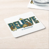 Believe nativity  rechteckiger pappuntersetzer (angewinkelt)