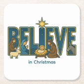 Believe nativity rechteckiger pappuntersetzer (Vorderseite)
