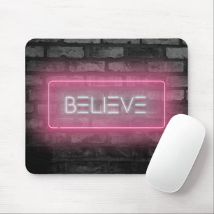 BELIEVE Pink Neon Signing Mouse Pad Mousepad