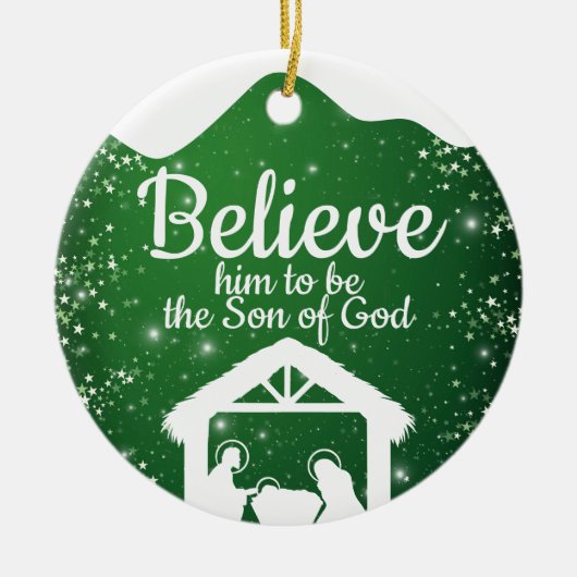 Believe, religious Christmas Nativity Scene ⛪️ 🎄 Keramik Ornament (Vorne)