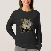Believe Santa Christmas Cheetah Leopard Buffalo Pl T-Shirt (Vorderseite)