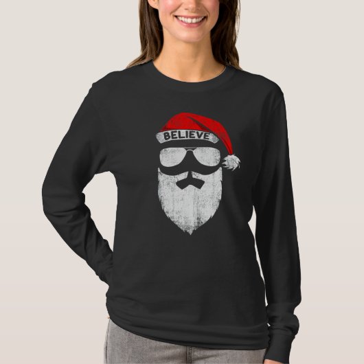 Believe Santa Hat Christmas Squad Family Group Mat T-Shirt (Vorderseite)