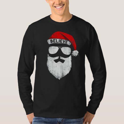 Believe Santa Hat Christmas Squad Family Group Mat T-Shirt (Vorderseite)