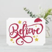 Believe santa hat feiertagskarte (Stehend Vorderseite)