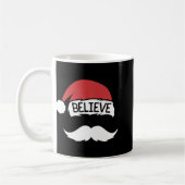 Believe Santa Hat Mustache Funny Family Christmas Kaffeetasse (Links)