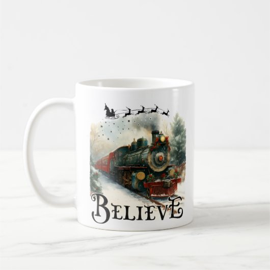 Believe Train Christmas Holiday Train Gift Lovers Kaffeetasse (Links)
