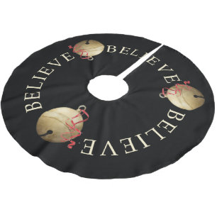 BELIEVE Typografie mit Weihnachts-Jingle-Bells Polyester Weihnachtsbaumdecke