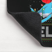 Believe Xmas Funny Santa Riding Shark Ugly Christm Mousepad (Ecke)