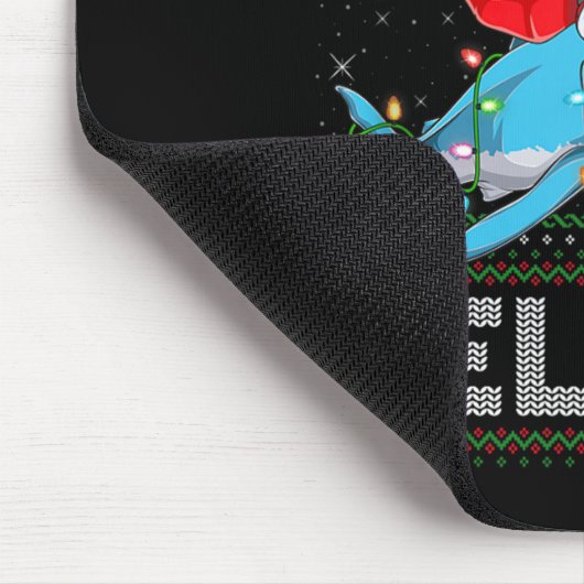 Believe Xmas Funny Santa Riding Shark Ugly Christm Mousepad (Ecke)