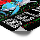 Believe Xmas Funny Santa Riding Shark Ugly Christm Poster (Ecke)