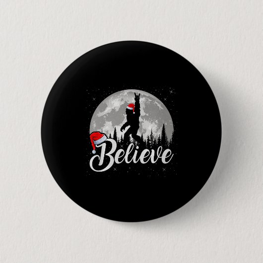 Believe Xmas Santa Bigfoot Sasquatch In Moon Light Button (Vorderseite)